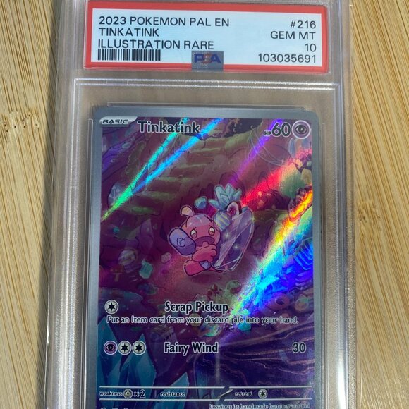 2023 Pokemon Pal En-Paldea Evolved #216 Tinkatink Illustration Rare PSA 10 - Picture 3 of 4